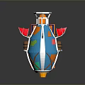 Colorful Aerospace Airship Model With Round Elements Decorative Flags And Wooden Base