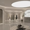 Modern Clothing Store Interior With Mannequins In Dresses And Display Racks