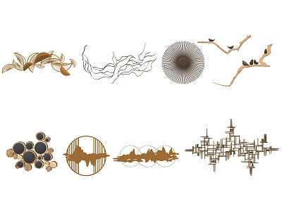 Modern Abstract Wall Decor With Geometric Shapes Circular Patterns And Urban Silhouettes 3d model