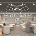 Modern Specialty Store With Glass Front Windows Display Shelves Bags Shoes Decorations And Plants