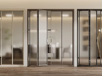 Modern Glass Folding Doors with Aluminum Frame for Interior Living Space Design 3d model