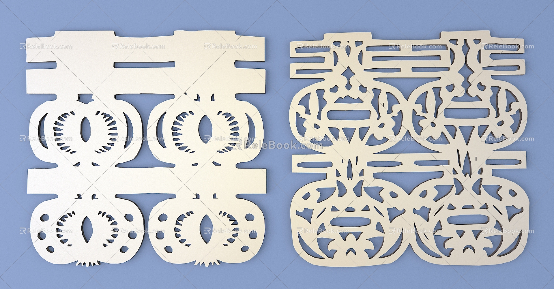 Chinese Happy Character Paper-cut Carved Hollow Carved 3d model