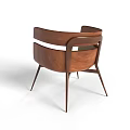 Modern Accent Leisure Chair With Curved Wooden Armrests Light Padded Seat And Slim Legs