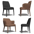 Modern Leather Dining Chairs Black And Brown Stylish Design With Armrests