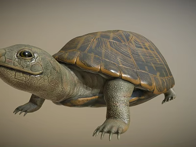 Realistic Turtle Sculpture With Detailed Textured Shell And Sharp Claws 3d model