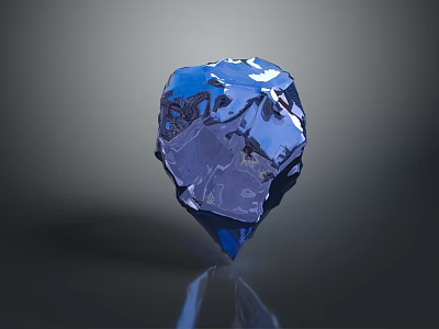 Blue Diamond Gemstone With Faceted Shiny Surface And Reflective Transparent Sparkle 3d model