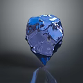 Blue Diamond Gemstone With Faceted Shiny Surface And Reflective Transparent Sparkle