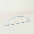 Light Blue Plastic Hanger With Curved Shoulder Design And Hook On White Background 3d model