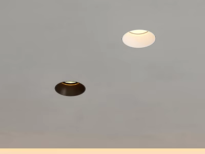 Recessed Ceiling Downlights With White And Dark Frames Providing Warm Illumination 3d model