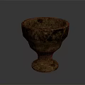 Handcrafted Brown Textured Cup With Rustic Design And Carved Base Details 3d model