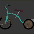 Classic Design Turquoise Children's Tricycle With Red Seat Metal Cart And Black Wheels