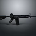 Modern Tactical Rifle With Black Finish And Detailed Military Structure Design