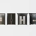 Black Double Doors With Various Decorative Panel Designs For Modern Home Interior 3d model