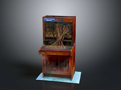Vintage Western Electric Electronic Appliance With Wooden Case And Wiring Connections 3d model
