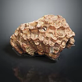 Textured Natural Shell Specimen With Honeycomb Pattern And Brown Irregular Surface