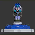 Game Movie Character Blue Mechanical Device With Green Laser And Hexagonal Base