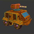 Orange Toy Tank With Turret Cannon Blue Window And Textured Wheels
