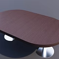 Modern Oval Conference Table with Dark Brown Wood Grain Top and Silver Metal Legs Design