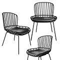 Modern Black Metal Frame Leisure Chair With Woven Design And Comfortable Seat