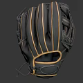 Professional Black Leather Baseball Glove With Yellow Stitching And Durable Design 3d model