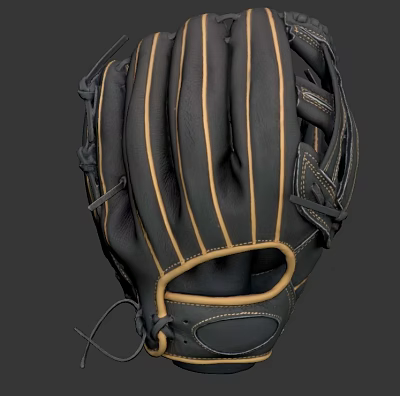 Professional Black Leather Baseball Glove With Yellow Stitching And Durable Design 3d model