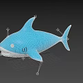 Cute Cartoon Blue Shark Toy With White Underbelly Black Eyes And Friendly Smile