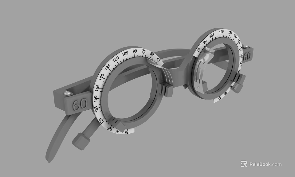 Gray Double Circular Frame Jewelry With Decorative Scales And Temple Details 3d model 