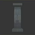 Ancient Stone Pillar With Stacked Square Blocks And Textured Surface Design 3d model