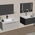 Modern Double Bathroom Vanities With White Black Cabinets And Illuminated Mirrors
