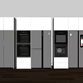 Modern Kitchen Refrigerators and Freezers with White Cabinets and Stainless Steel Design