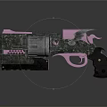 Stylish Pink and Black Decorative Pistol With Wing Accents Floral Engravings And Reflective Details