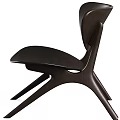 Modern Black Wooden Lounge Chair With Curved Backrest And Triangular Legs