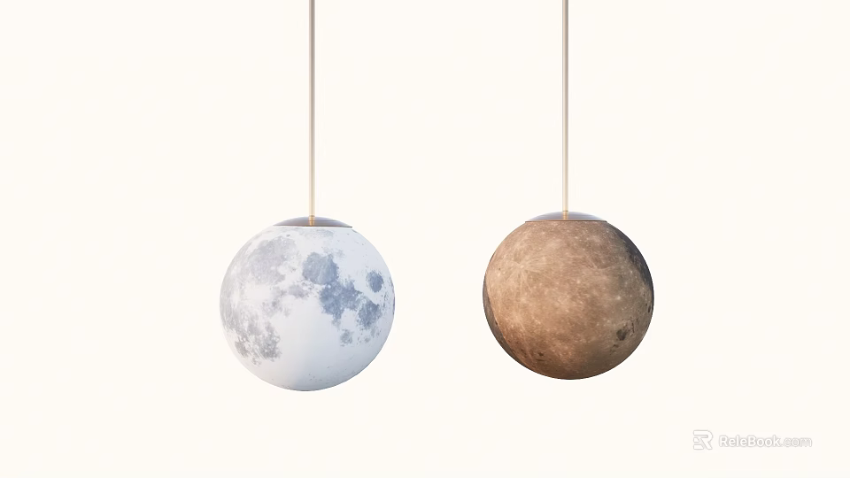 Moon Shaped Pendant Lights In Light Gray And Brown For Modern Interior Decor 3d model 