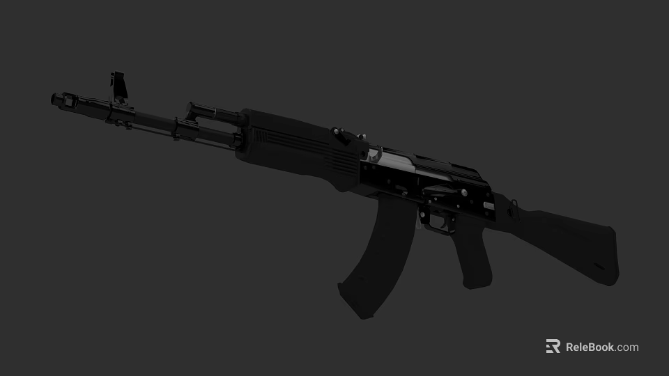 Modern Assault Rifle With Black Body And Detachable Magazine Design 3d model 