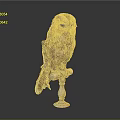Brown and White Owl Perched on White Pedestal Against Gray Background