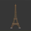 Detailed Brown Eiffel Tower Miniature Model With White Base And Metal Structure 3d model