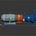 Industrial Blue And Orange Centrifugal Pump With Electric Motor And Base