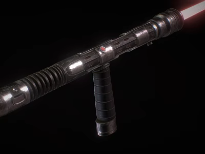 Detailed Sci Fi Weapon Lightsaber With Red Glowing Blade Metallic Hilt And Craftsmanship 3d model