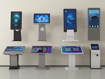 Public Facilities Various Interactive Touchscreen Kiosks With Digital Displays And User Interfaces 3d model
