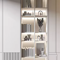 Elegant Contemporary Display Cabinet With Glass Doors Illuminated Shelves And Decorative Items