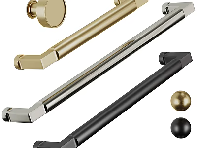 Modern Cabinet Handles with Sleek Design Gold Silver and Black Finishes 3d model