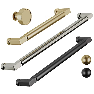 Modern Cabinet Handles with Sleek Design Gold Silver and Black Finishes 3d model