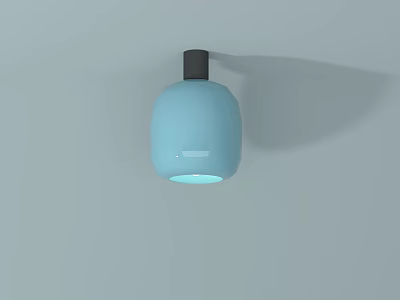 Light Blue Wall Lamp With Black Base Mounted On Light Colored Wall And Soft Illumination 3d model