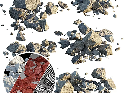 Garden Ornaments With Various Colored Stones Including Red White And Checkered Patterns 3d model