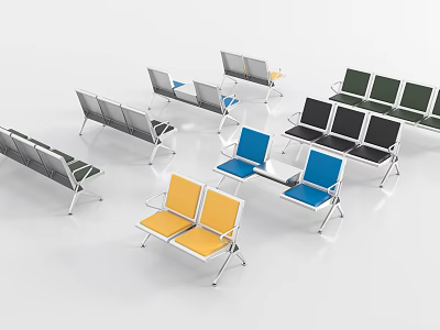Modern Public Chairs With Metal Frames And Various Color Seats For Public Spaces 3d model