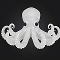 White Octopus Sculpture With Curled Tentacles And Black Eyes Decorative Figurine