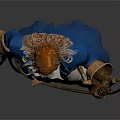 Red Haired Adventurer In Blue Coat With Wolf Companion And Whip Sword Equipment