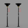 Outdoor Street Lamps With Black Pole White Shade And Pink Display Panel