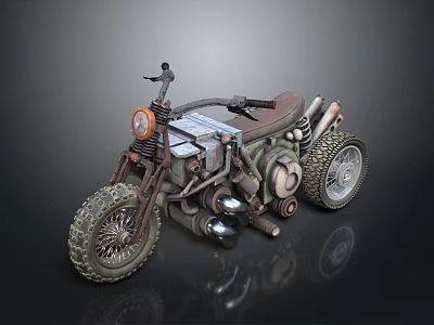 Vintage Custom Motorcycle With Large Tires Leather Seat And Exposed Engine 3d model
