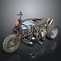 Vintage Custom Motorcycle With Large Tires Leather Seat And Exposed Engine